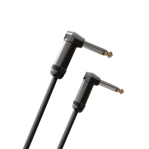 Two guitar cables with 90-degree angled connectors on a black background (PW-AMSGRR-10) (PW-AMSGRR-20)